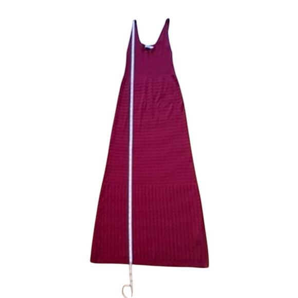 Pantio Knit Midi Dress Burgundy Ribbed One Size Bodycon - Picture 4 of 6